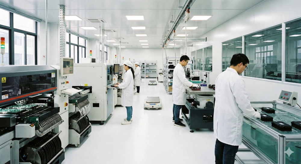 IoT tracker manufacturing line with SMT, reliability testing and waterproof tests