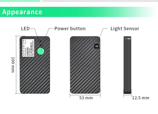 Eelink GPT12-X Ultra LTE-M NB-IoT asset tracker with dimensions 100 x 53 x 12.5 mm