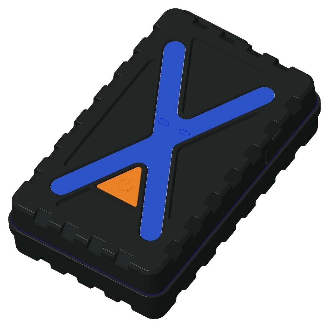 Eelink GPT48-X magnetic asset GPS tracker, three-quarter view of the black IP65 housing