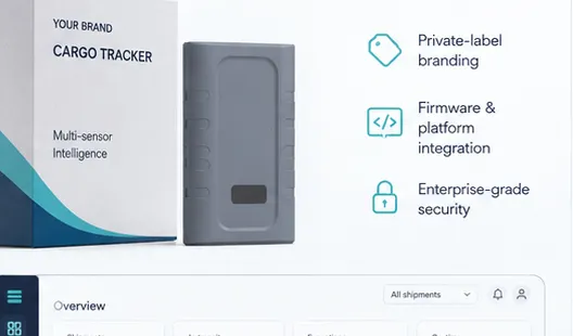 White-label GPT45-M cargo tracker with customer-branded packaging and operations dashboard for ODM platform integration