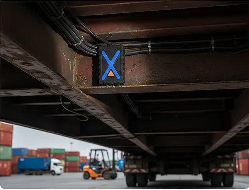 Visualisation of an Eelink GPT48-X magnet-mounted on a trailer chassis rail beneath the deck