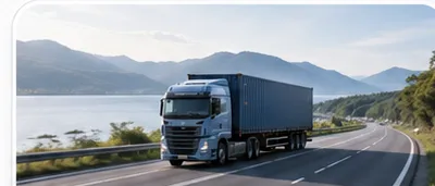 Line-haul truck on an open highway — GNSS positioning territory for the GPT45-M