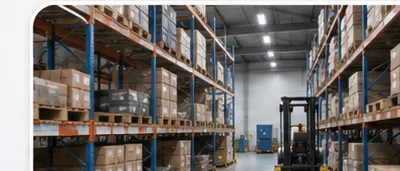 Warehouse racking aisles — Wi-Fi scan positioning territory for the GPT45-M