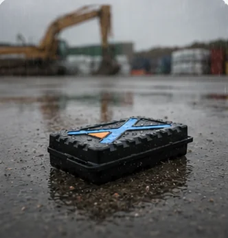 Visualisation of a recovered Eelink GPT48-X lying on wet ground at a container yard