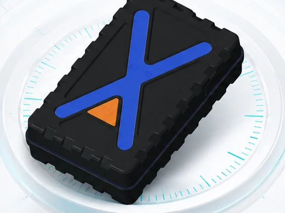Product visualisation of the Eelink GPT48-X on a dial motif, the four-year cell behind four operating modes