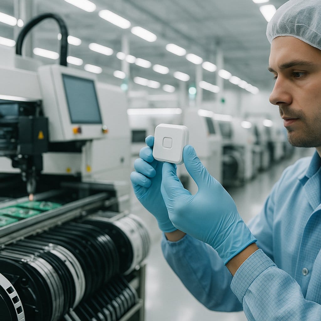 Eelink SMT production line assembling cold chain cargo tracker devices at the Yibin manufacturing facility